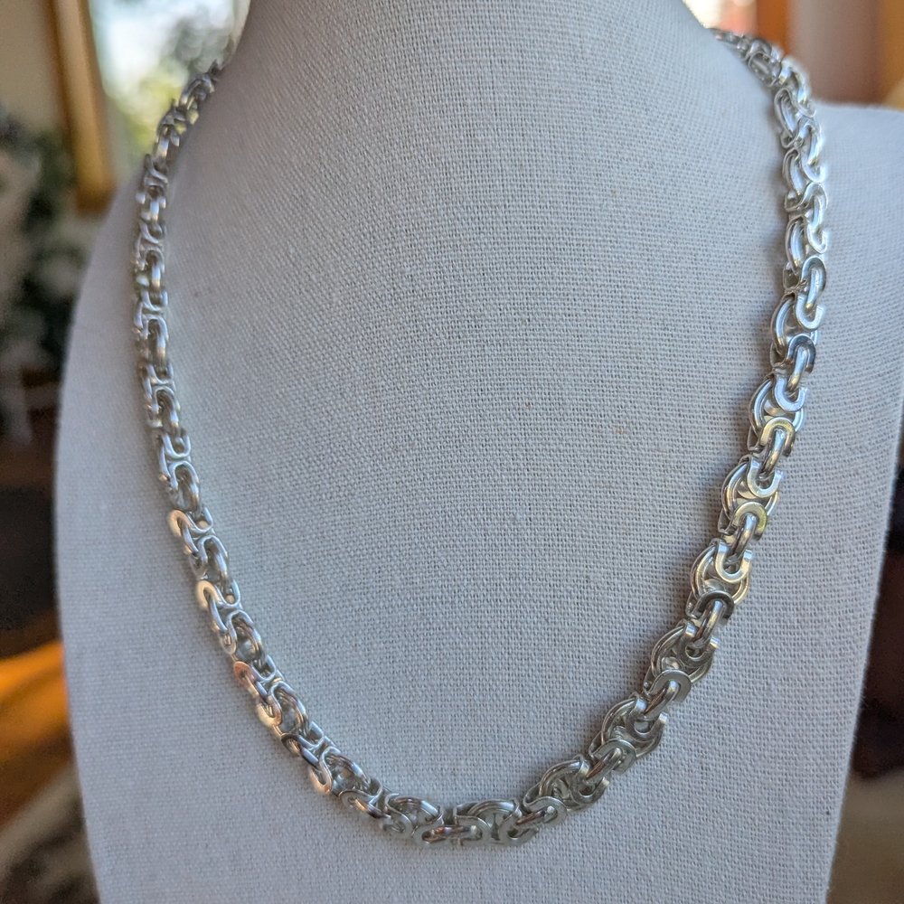 Byzantine Style Necklace Chain L'Amour Silver Tone 18" Adjustable